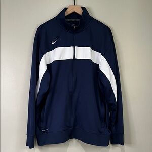 Nike Men's Navy and White Tracksuit Zipup XL
